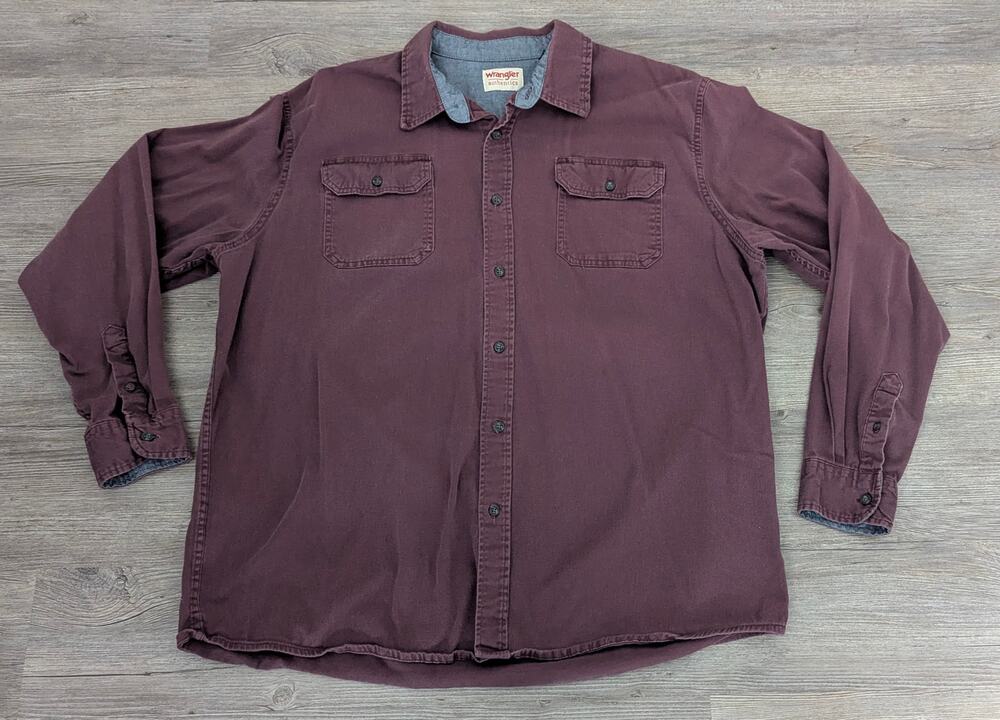Mens WRANGLER Authentics Long Sleeve Button Front Shirt Size 2XLT Big & TAll